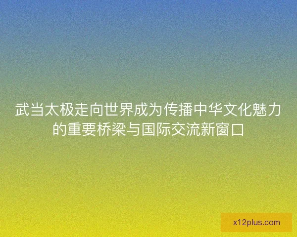 武当太极走向世界成为传播中华文化魅力的重要桥梁与国际交流新窗口