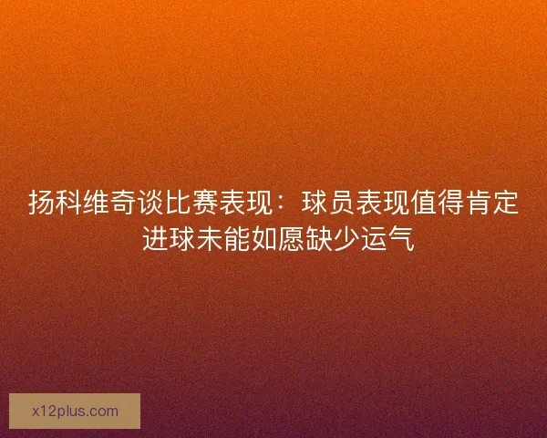 扬科维奇谈比赛表现：球员表现值得肯定 进球未能如愿缺少运气